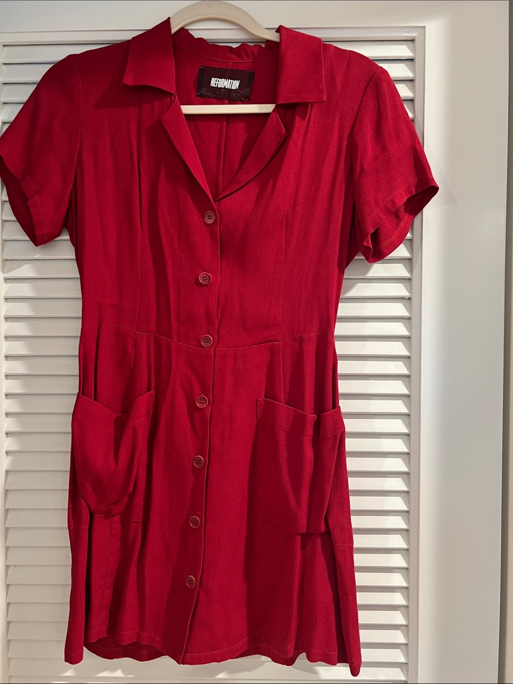 Reformation Red Button-Front Blouse Dress
Size 2